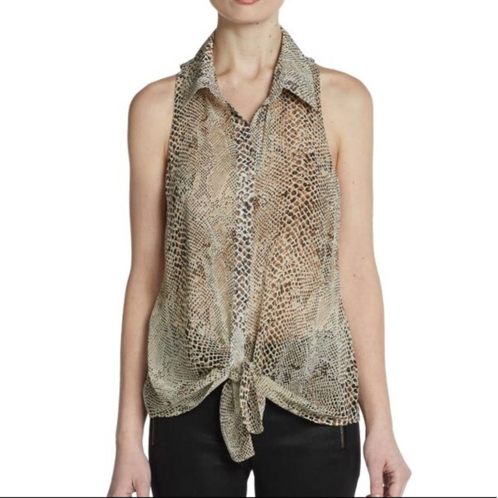 RORY BECA, small,  100% silk, tie up blouse